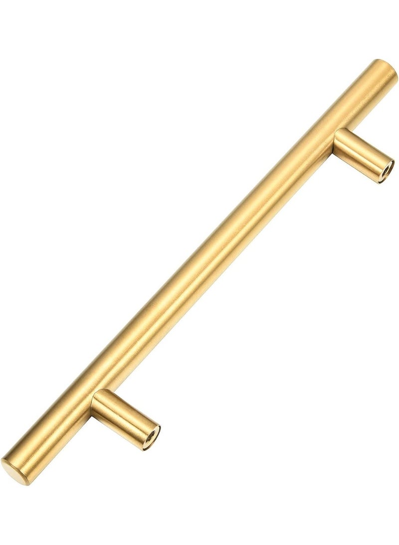 15 Pack Cabinet Pulls Brushed Gold Stainless Steel T Bar Pull Handle for Furniture Kitchen Cabinet Cupboard Drawer Door Handle Pull Knobs (Overall Length 7-7/8",Hole Center 5") - Image 2